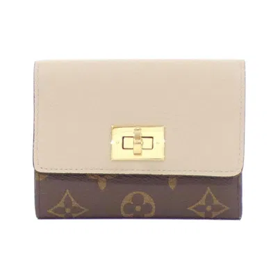 Pre-owned Louis Vuitton Grayish Marron Monogram Coated Canvas Leather Wallet (tri-fold) ()