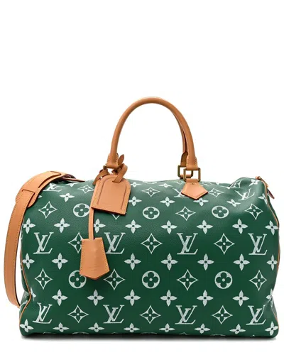 Pre-owned Louis Vuitton Green Calfskin Monogram Leather Speedy P9 Bandouliere 50  (authentic Pre-loved)