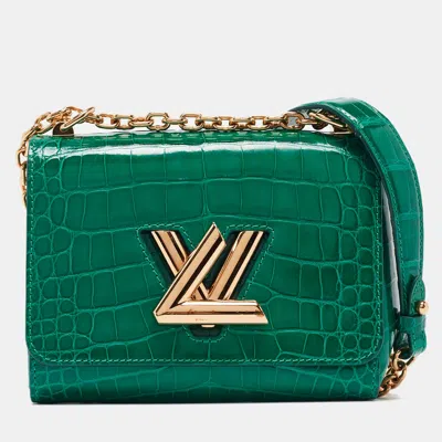 Pre-owned Louis Vuitton Green Crocodile Twist Pm Bag