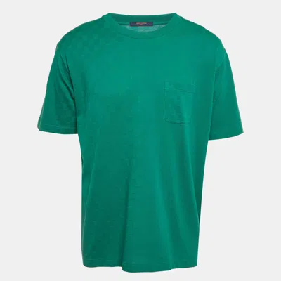 Pre-owned Louis Vuitton Green Damier Cotton Crewneck T-shirt Xl