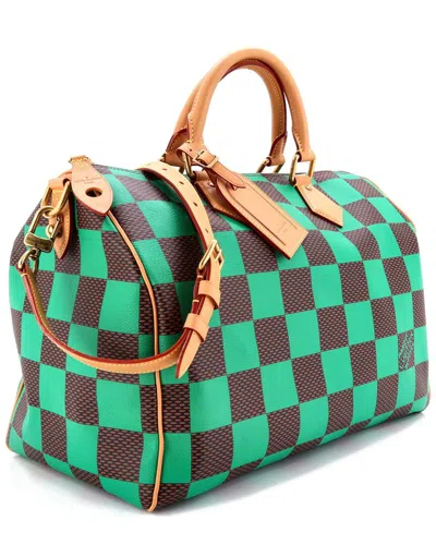 Pre-owned Louis Vuitton Green Damier Pop Speedy Bandouliere 40 (authentic Pre-loved)