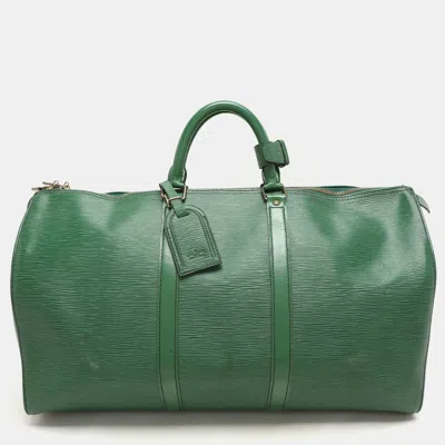 Pre-owned Louis Vuitton Green Epi Leather Keepall 50 Bag