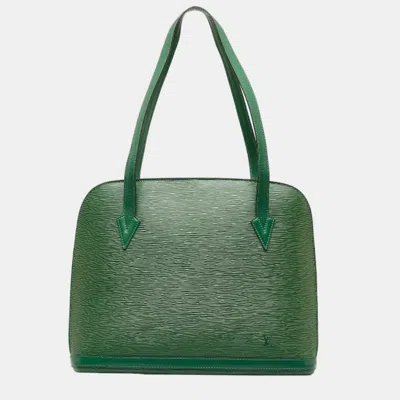 Pre-owned Louis Vuitton Green Leather Epi Lussac Tote Bag