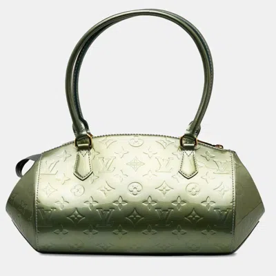 Pre-owned Louis Vuitton Green Leather Monogram Vernis Sherwood Pm Satchels