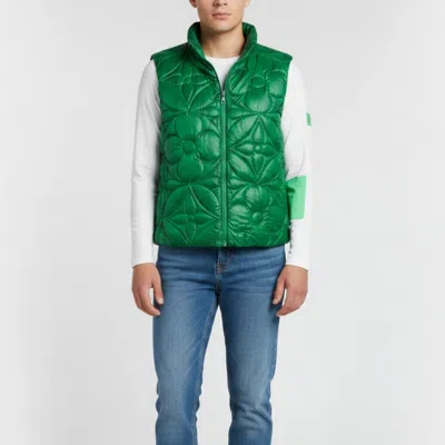 Pre-owned Louis Vuitton Green Monogram Flower Synthetic Quilted Vest Xl