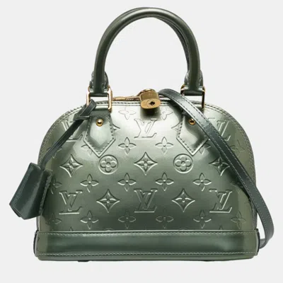 Pre-owned Louis Vuitton Green Monogram Vernis Leather Alma Bb Top Handle Bag