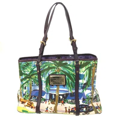 Pre-owned Louis Vuitton Green Multi-color Canvas Leather Shoulder Bag Tote Bag () In Green, Multi-color
