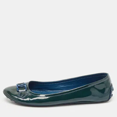 Pre-owned Louis Vuitton Green Patent Leather Oxford Ballet Flats Size 39.5