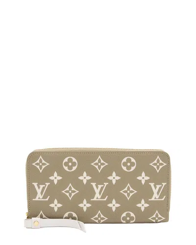 Pre-owned Louis Vuitton Green, Pink, White Empreinte Leather, Leather Spring In The City  Zippy Wallet (authen