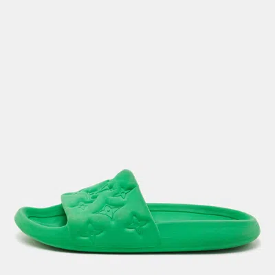 Pre-owned Louis Vuitton Green Rubber Monogram Pool Slide Size 42.5