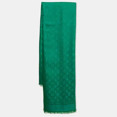 Pre-owned Louis Vuitton Green Silk Blend Monogram Shawl