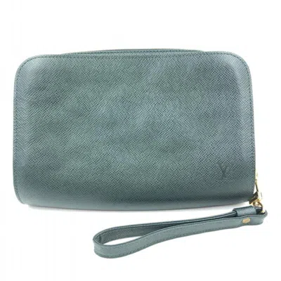 Pre-owned Louis Vuitton Green Taiga Leather Clutch Bag Handbag ()