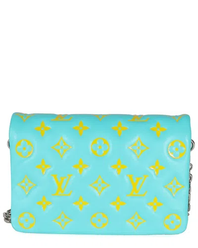 Pre-owned Louis Vuitton Green, Yellow Lambskin Pochette Coussin (authentic Pre-loved)