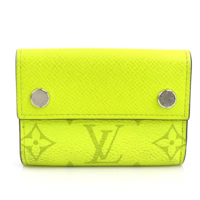 Pre-owned Louis Vuitton Green Yellow Pvc Leather Wallet (tri-fold) () In Green, Yellow