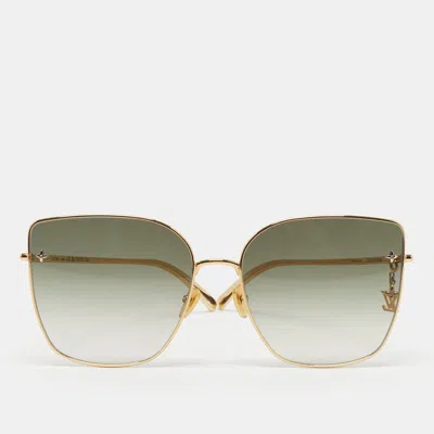 Pre-owned Louis Vuitton Green/gold Tone Gradient Z1720u Lv Charm Cat Eye Sunglasses