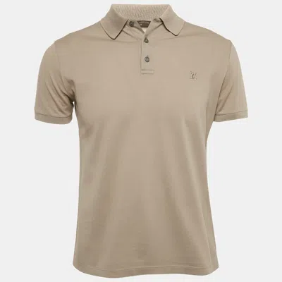 Pre-owned Louis Vuitton Greenish Grey Cotton Pique Polo T-shirt S