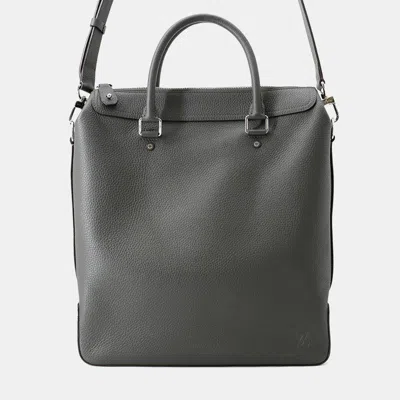 Pre-owned Louis Vuitton Greenwich Gray Taurillon Leather Tote Bag In Black