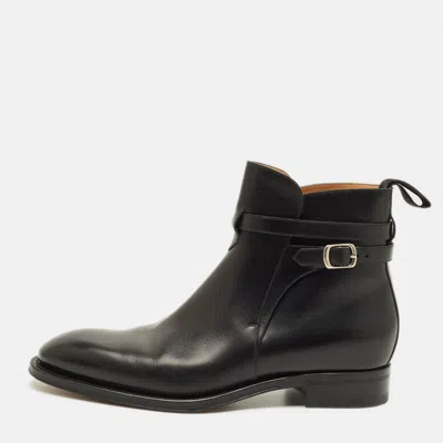 Pre-owned Louis Vuitton Greenwich Size 41.5 Black Leather Ankle Length Boots