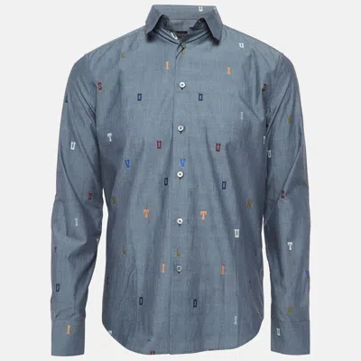 Pre-owned Louis Vuitton Grey Alphabet Embroidered Cotton Shirt Xs