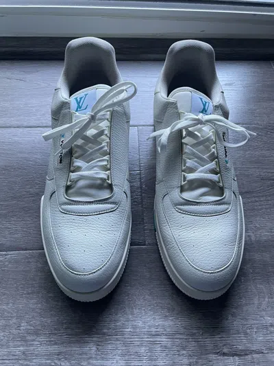 Pre-owned Louis Vuitton Grey Beige Blue Trainer Sneaker In Gray