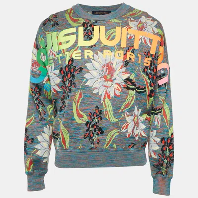 Pre-owned Louis Vuitton Grey Bloom Space Dyed Jacquard Knit Jumper Xs