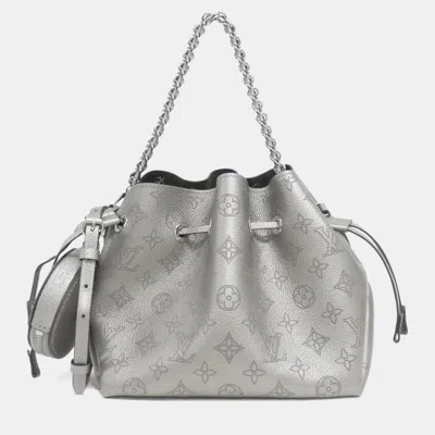 Pre-owned Louis Vuitton Grey Calf Leather Mahina Bella Shoulder Bag In Gray