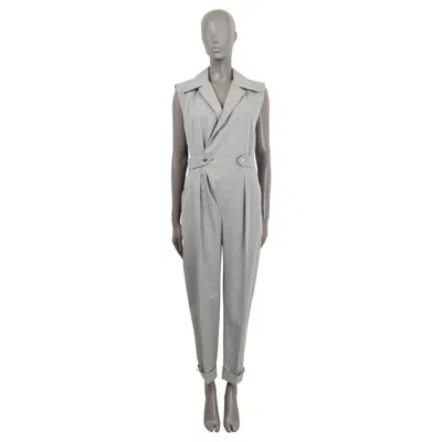 Pre-owned Louis Vuitton Grey Cashmere 2021 Flannel Tailored Sleeveless Jumpsuit 38 S In Gray