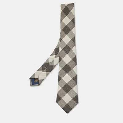Pre-owned Louis Vuitton Grey Checks Silk Classic Tie