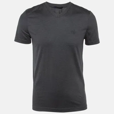 Pre-owned Louis Vuitton Grey Cotton V-neck T-shirt Xs