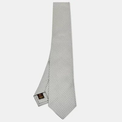 Pre-owned Louis Vuitton Grey Damier Silk Tie In Gray