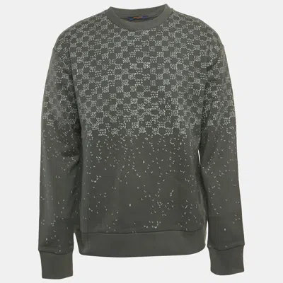 Pre-owned Louis Vuitton Grey Damier Spread Print Cotton Sweatshirt L In Gray