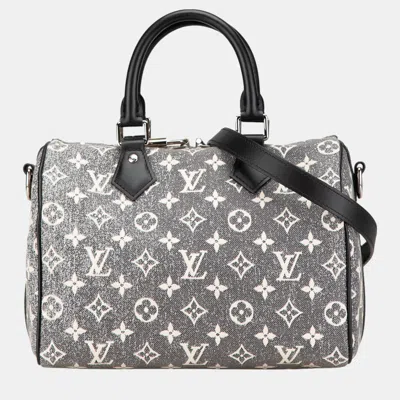 Pre-owned Louis Vuitton Grey Monogram Jacquard Denim Speedy Bandouliere 25