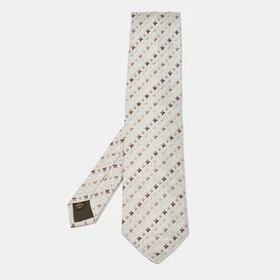 Pre-owned Louis Vuitton Grey Monogram Patterned Silk Tie