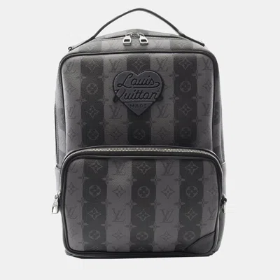 Pre-owned Louis Vuitton Grey Nigo Monogram Eclipse Stripes Heart Modular Utilitary Backpack In Gray