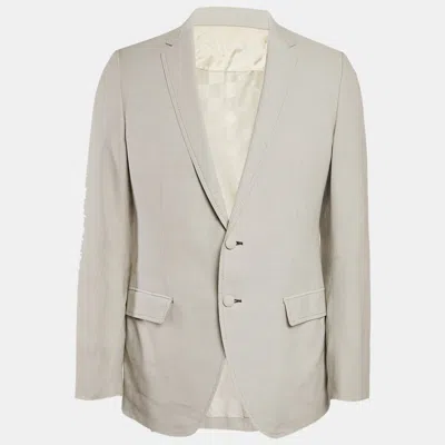 Pre-owned Louis Vuitton Grey Patterned Cotton Single Breasted Blazer L