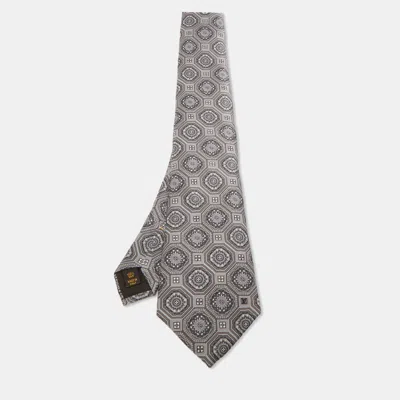 Pre-owned Louis Vuitton Grey Print Silk Traditional Tie