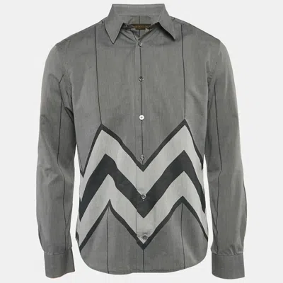 Pre-owned Louis Vuitton Grey Printed Cotton Karakoram Shirt M