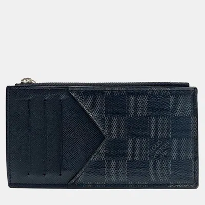 Pre-owned Louis Vuitton Grey Pvc Graphite Coin Card Holder In Gray