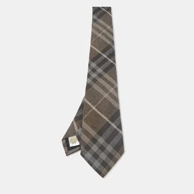 Pre-owned Louis Vuitton Grey Silk Checks Classic Tie