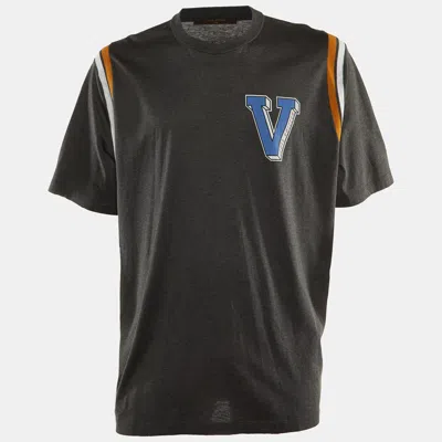 Pre-owned Louis Vuitton Grey V Logo Print Cotton Crew Neck T-shirt 6l