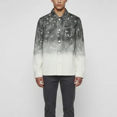 Pre-owned Louis Vuitton Grey /white Monogram Denim Jacket M In Gray