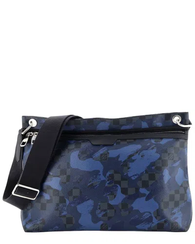 Pre-owned Louis Vuitton Grey/blue Camouflage Damier Cobalt Ltd. Ed. Camouflage Cobalt  Hunter Crossbody (authe