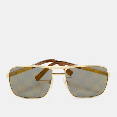 Pre-owned Louis Vuitton Grey/gold Tone Z2300u Altitude Square Sunglasses In Gray