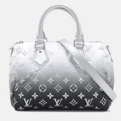 Pre-owned Louis Vuitton Grey/silver Monogram Nylon Gradient Speedy Bandouliere 25 In Gray