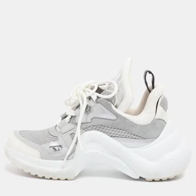 Pre-owned Louis Vuitton Grey/silver Technical Nylon And Leather Archlight Sneakers Size 38.5 In Gray