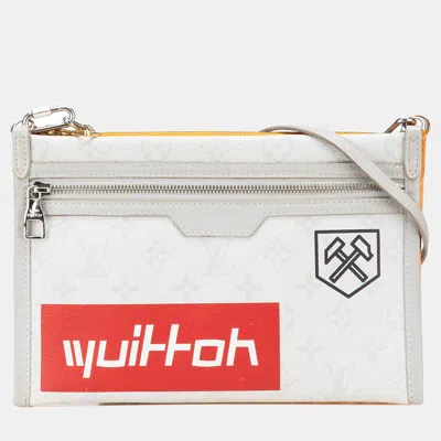 Pre-owned Louis Vuitton Grey/yellow Monogram Antartica Double Flat Messenger