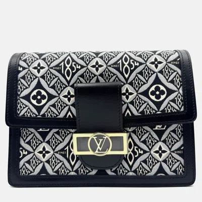 Pre-owned Louis Vuitton Gris Monogram Jacquard Dauphine Mm Since 1854 Shoulder Bag In Black