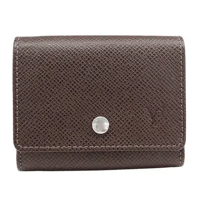 Pre-owned Louis Vuitton Grizzly Taiga Leather Coin Purse/coin Case () In Brown