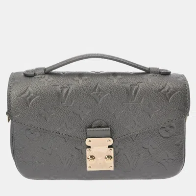 Pre-owned Louis Vuitton Monogram Empreinte Pochette Metis Mm Gunmetal Leather Handbag In Black