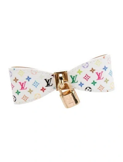 Pre-owned Louis Vuitton Hair Slide Bow In White